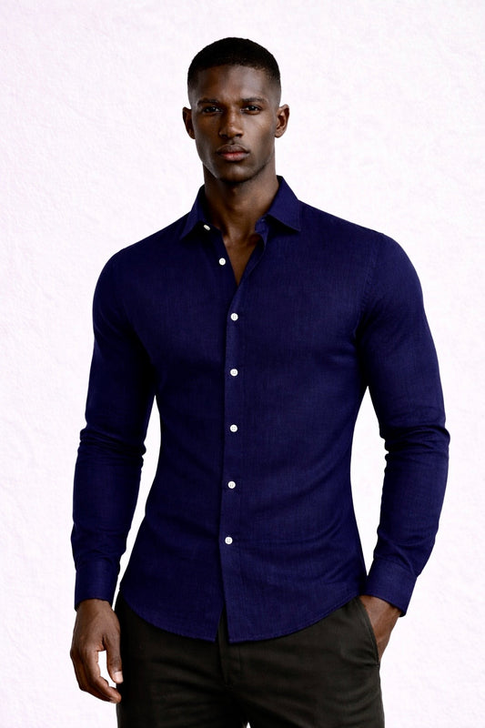 Handwoven Shirt — Navy Blue