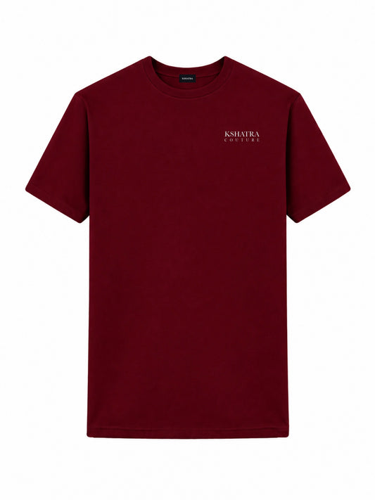 Couture Fitted Tee — Crimson Burgundy Red