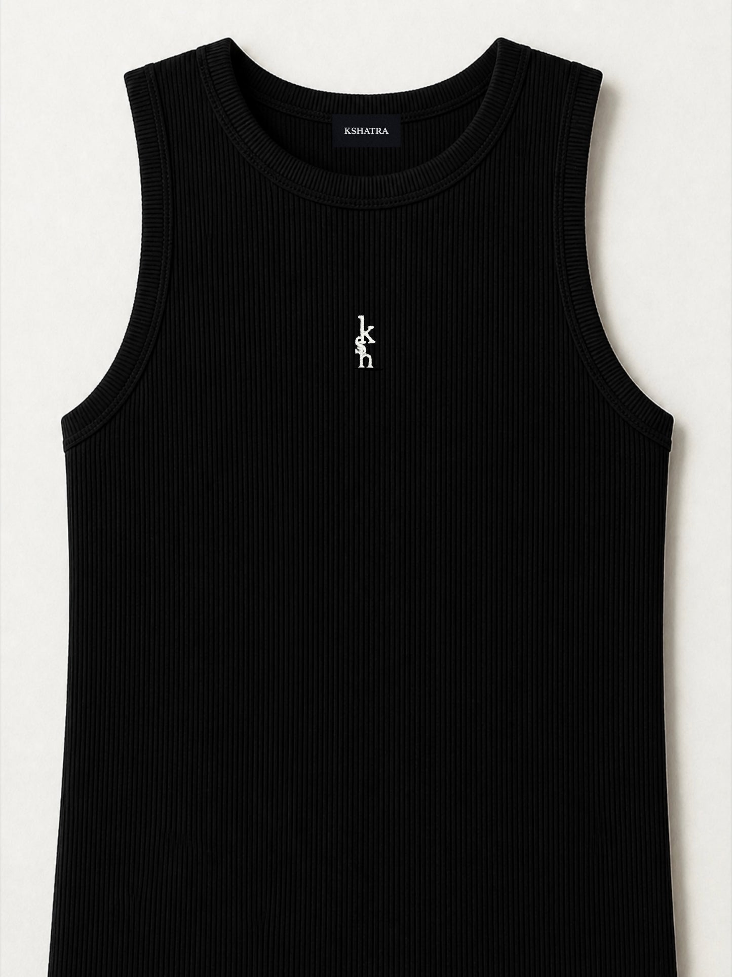 Athletic Ribbed Vest — Black
