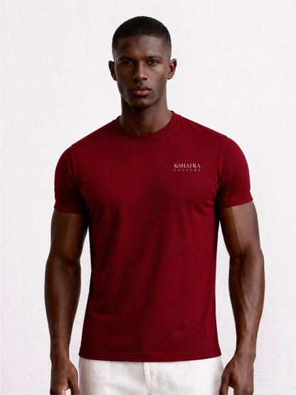 Couture Fitted Tee — Crimson Burgundy Red
