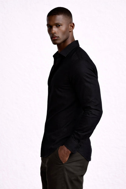 Handwoven Shirt — Midnight Black