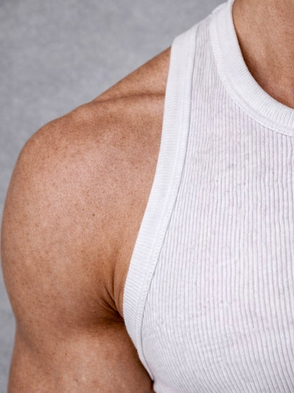 Athletic Ribbed Vest — White