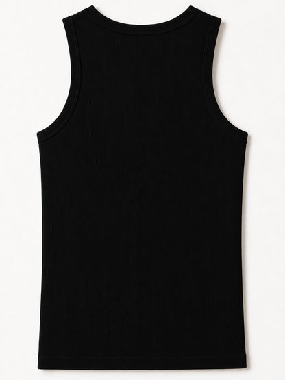 Athletic Ribbed Vest — Black