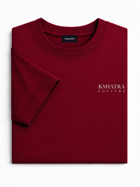 Couture Fitted Tee — Crimson Burgundy Red