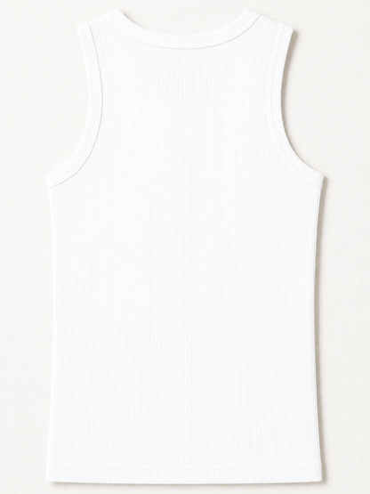 Athletic Ribbed Vest — White