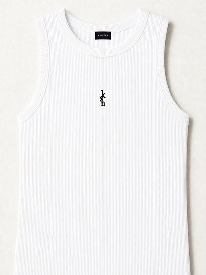 Athletic Ribbed Vest — White