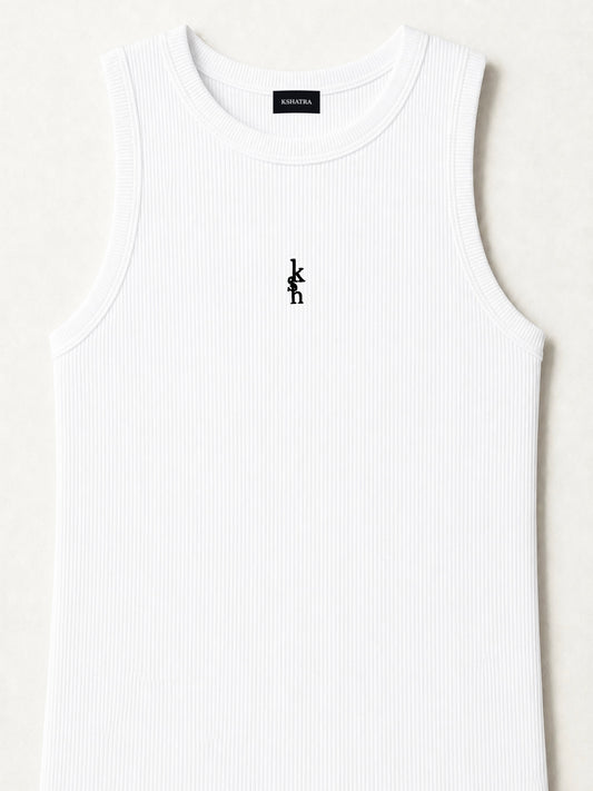 Athletic Ribbed Vest — White