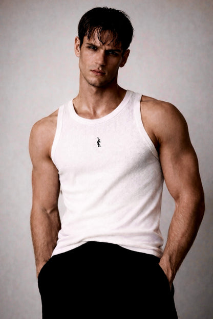 Athletic Ribbed Vest — White